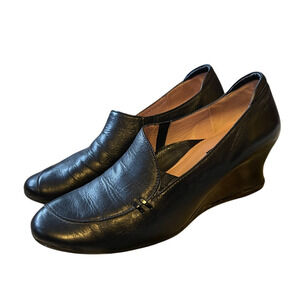 BeautiFeel Israel 6.5 Leather $295 Wedge Heels COMFORT Slip On Shoes Black 37